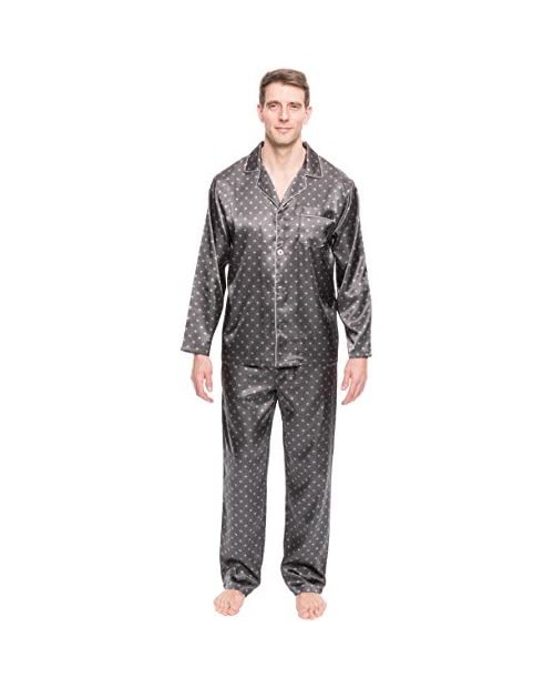 Twin Boat Mens Satin Pajamas Set - Mens Button Down Silky Satin Pajamas