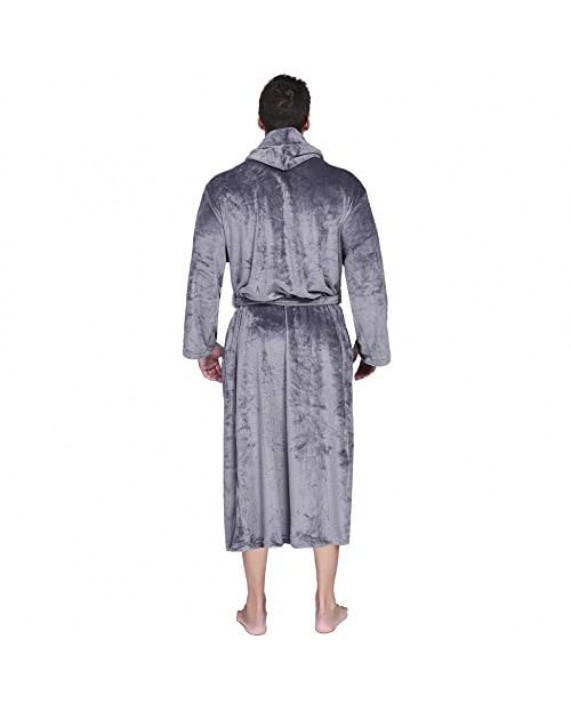 Aibrou Women's Robes Warm Soft Plush Coral Fleece Bathrobe Ladies Long Robes Housecoats Winter Sleepwear