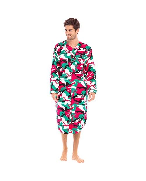 Alexander Del Rossa Men's Lightweight Flannel Sleep Shirt Long Henley Nightshirt Pajamas