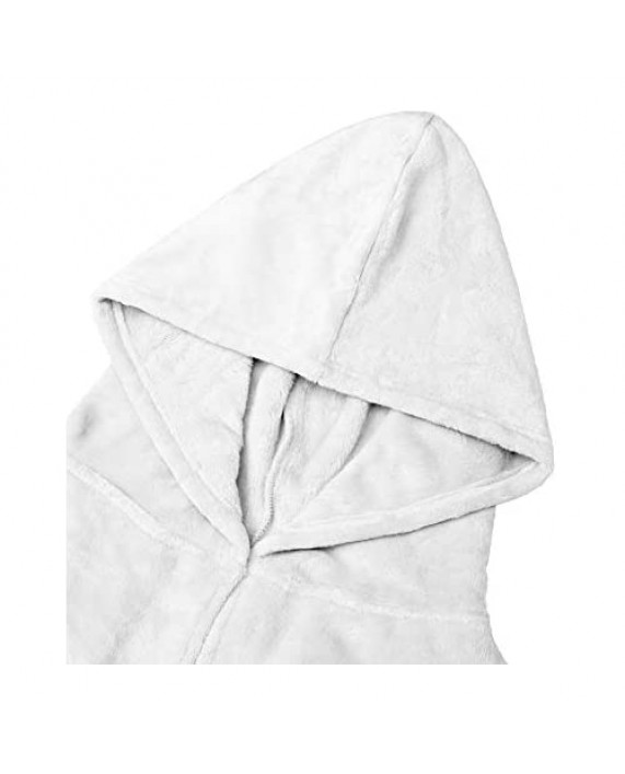 Alimens & Gentle Men's Hooded Fleece Bathrobe Full Length Warm Plush Robes