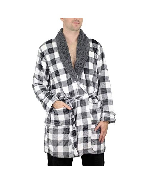 Amari Men's Plush Velvet Bath Robe with Berber Collar Loungewear