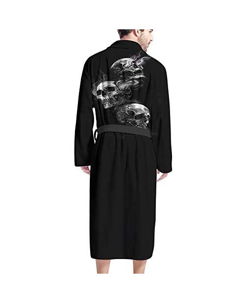 Aoopistc Ultra Cozy Soft Men Bathrobes Lightweight V-neck Long Robe Shawl Kimono Sleepwear Nightgown with Front Pockets