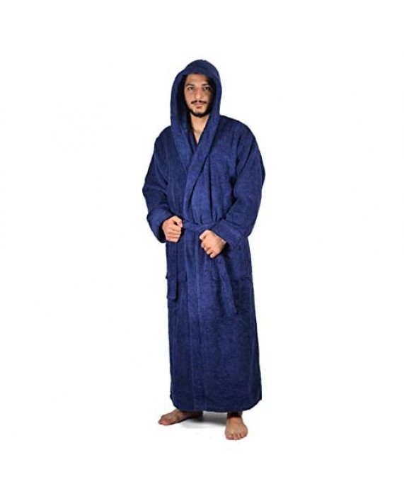 Arvec Men's Combed Turkish Cotton Terry Full Ankle Length Hooded Bathrobe