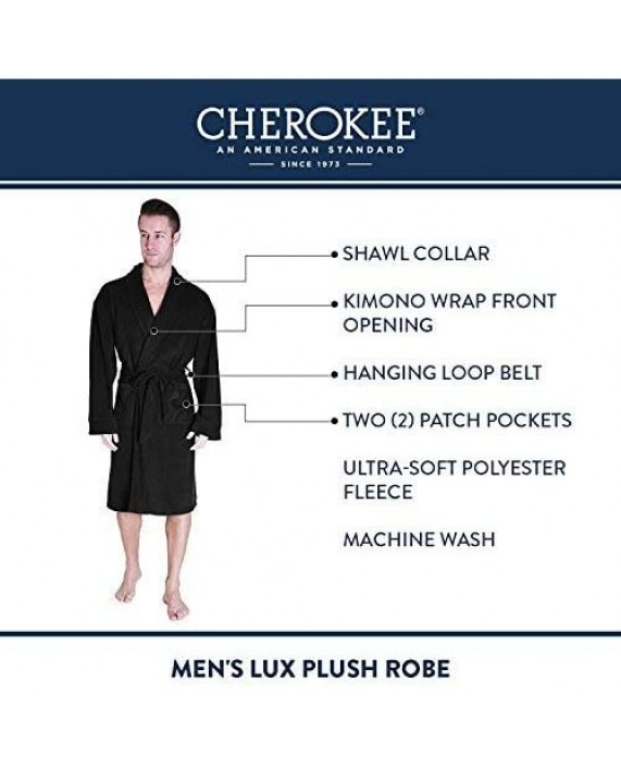 CHEROKEE mens Cherokee Men's Luxurious Polyester Plush Robe Black/Army Green/Navy