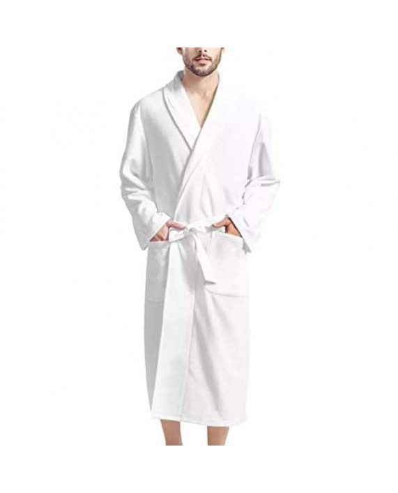 CLOHOMIN Comfortable Mens Plush Bathrobe with Pocket Soft Spa Robes Keep Warm Bathrobes for Winter Spring