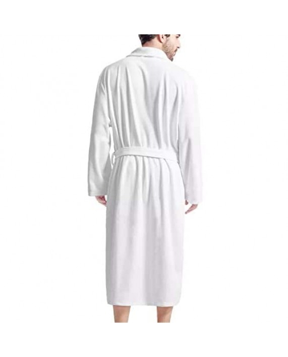 CLOHOMIN Comfortable Mens Plush Bathrobe with Pocket Soft Spa Robes Keep Warm Bathrobes for Winter Spring