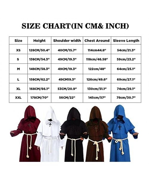 Cos2be Medieval Priest Monk Robe-Hooded Cap Cloak