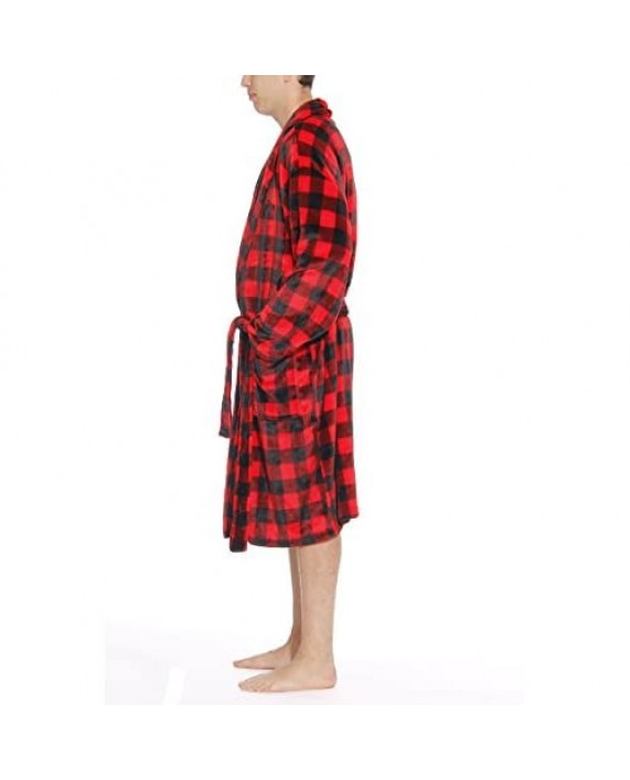 #followme Printed Plaid Velour Flannel Robe Robes for Men