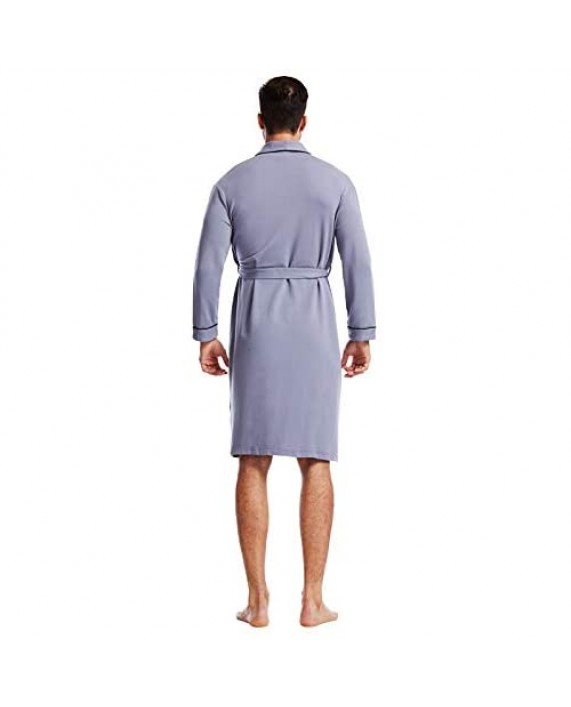 Ham&Sam Men's Robe Knit Bamboo Cotton Long Bathrobe Spa Sleepwear Soft Shawl Collar Kimono Robe Big and Tall