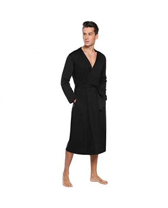 iClosam Mens Cotton Robe Lightweight Knit Bathrobe Long Lounge Sleepwear Fall Winter
