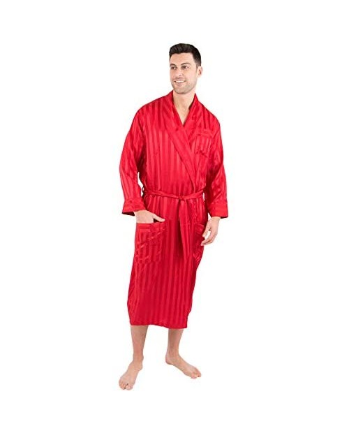 INTIMO Mens Satin Striped Silk Robe