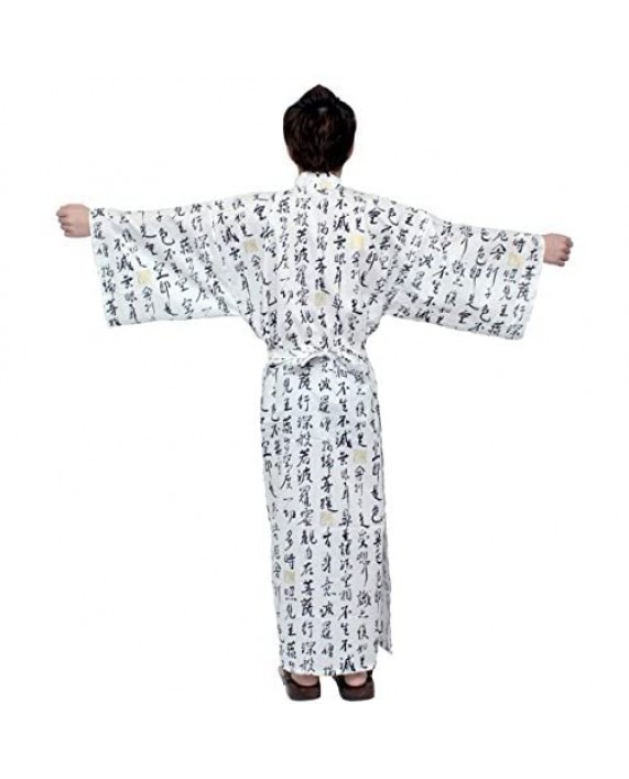 Kimono Japan Men's Easy Yukata Robe Straight Sleeves