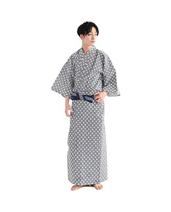 KYOETSU Men's Japanese Yukata Spa Robe Set (Yukata/String/Obi)