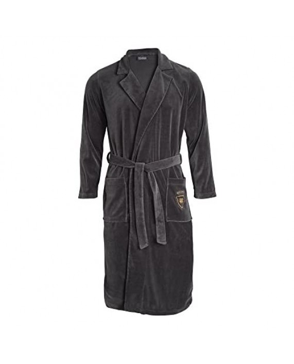 Mens Robe Velour- Kimono Spa Long Bathrobe with Shawl Collar