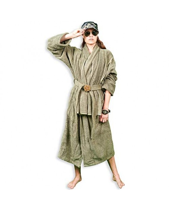 Men's Soft Bathrobe Relaxed Cut - Unique Luxury Cotton Robe with Hair Towels Pure Turkish Cotton Housecoat below the knee