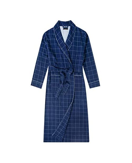 Noble Mount Mens Robe - 100% Cotton Flannel Robe Full-Length Mens Bathrobe