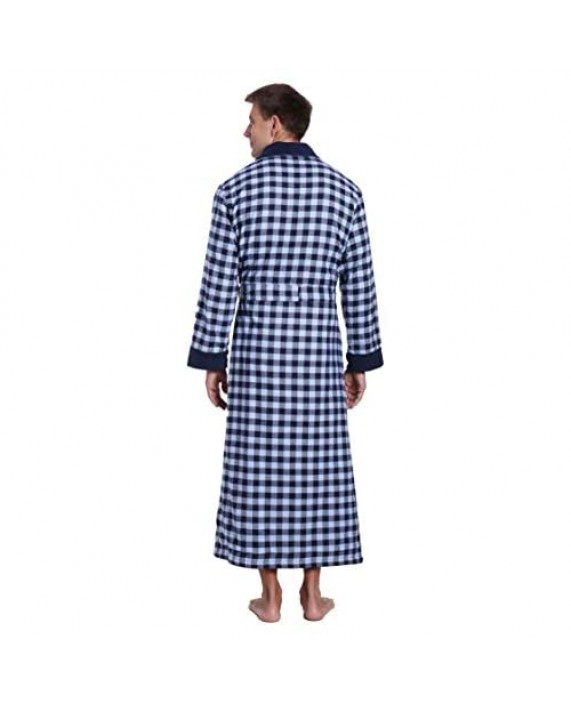 Noble Mount Mens Robe - 100% Cotton Mens Flannel Robe - Fleece Lined