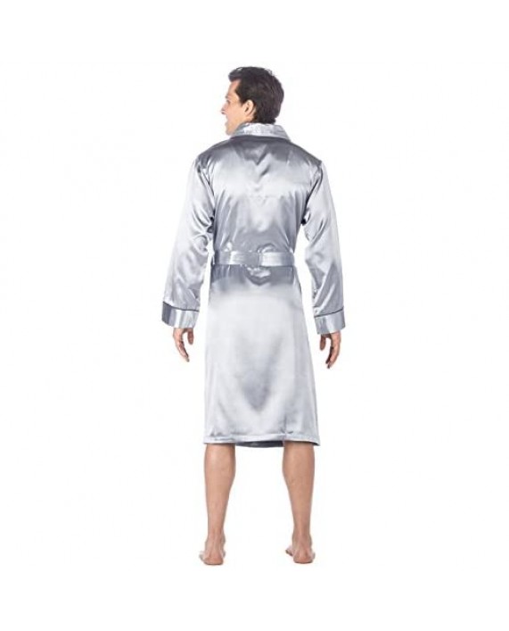 Noble Mount Mens Satin Robe - Lightweight Silky Robes for Men Smoking Robe