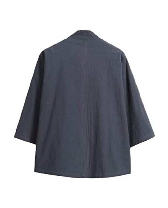 Seidarise Men's Kimono Traditional Japanese Clothing Male Cardigan Noragi Jacket Yukata Coat Haori