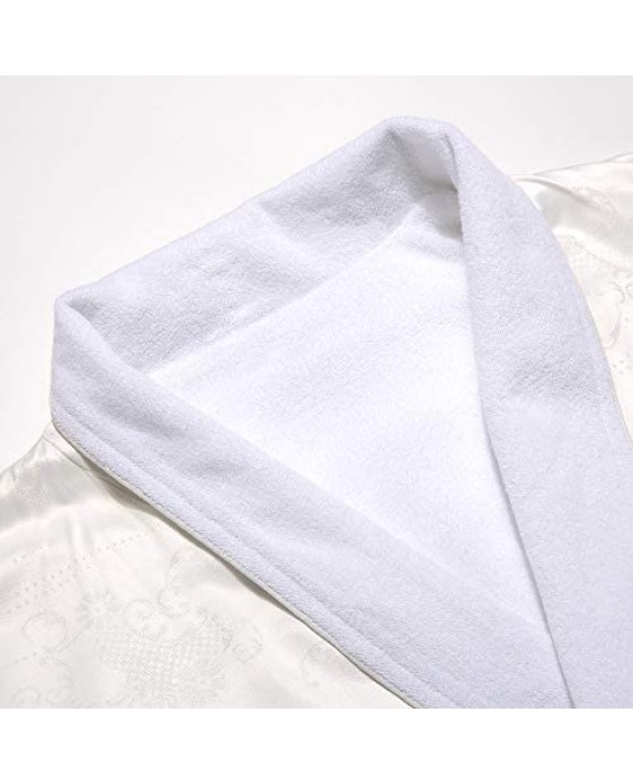 Simple&Opulence Premium Luxurous Terry Silky Jacquard Kimono Bathrobe Warm and Soft