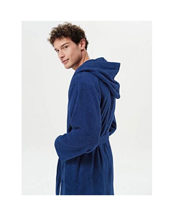 SIORO Mens Terry Cloth Robe Hooded Cotton Towel Bathrobe Long Soft Warm Spa Bath Loungewear