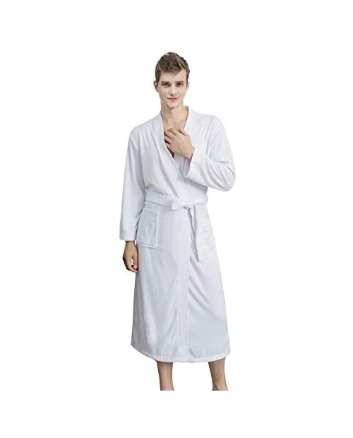Terry Cloth Robes for Men Long Mens Terry Cloth Robes Soft Absorbent Bathrobe Towel Material for Men Lightweight