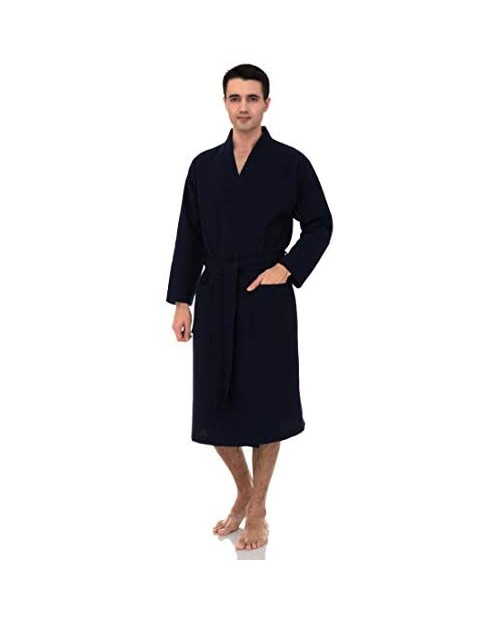TowelSelections Men's Waffle Weave Robe Cotton Spa Bathrobe Made in Turkey