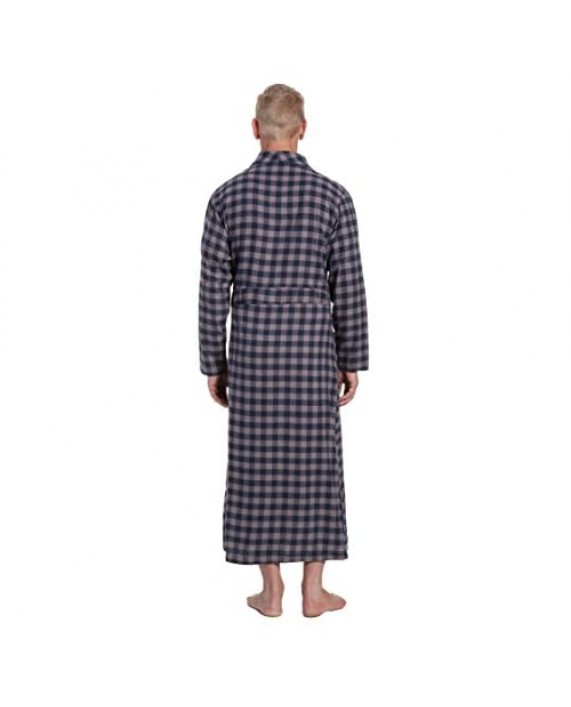 Twin Boat Mens Robe - 100% Cotton Flannel Robe Full-Length Mens Bathrobe