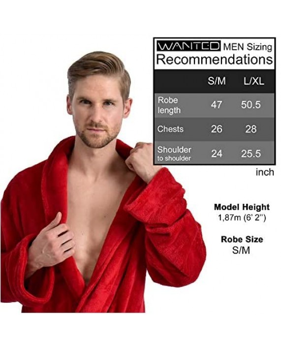 Wanted Men's Soft Lightweight Plush Micro Fleece Bathrobe with Front Pockets