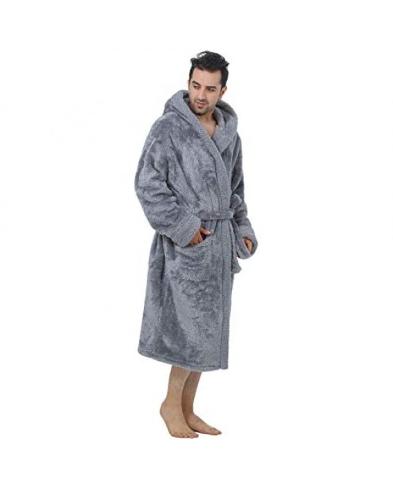 XING YE CHUAN Men's Fleece Robe Warm Plush Bathrobe