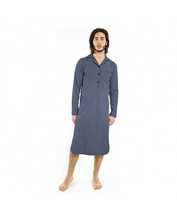Yugo Sport Men Night Shirt - Cotton Knit Mens Robe - Nightgown for Men - Sleepwear