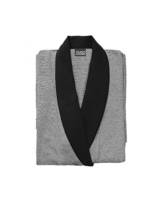 Yugo Sport Mens Robe - Cotton Robes for Men Knit Lightweight - Kimono Wrap Men's Bathrobe