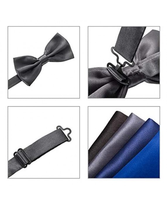 12 Sets Pre-tied Bow Tie Pocket Square Handkerchief Solid Color Bowtie Satin Handkerchief for Men Boys Formal Occasions Decoration As Pictures Shown 13 x 3.5 cm/ 4.7 x 1.4 inches