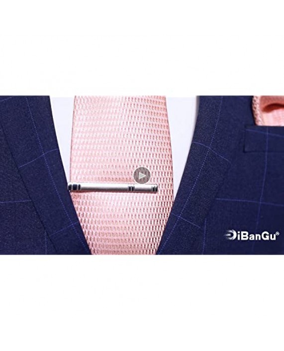 DiBanGu Plaid Tie Men's Silk Tie and Pocket Square Cufflinks Tie Clip Set Wedding Business
