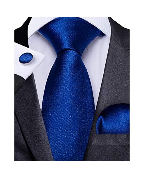 DiBanGu Solid Tie Men's Silk Tie Handkerchief Woven Necktie and Pocket Square Set