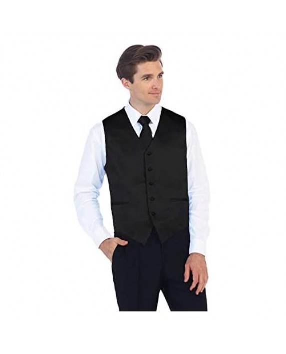 Gioberti Men's Formal 4pc Satin Vest Necktie Bowtie and Pocket Square