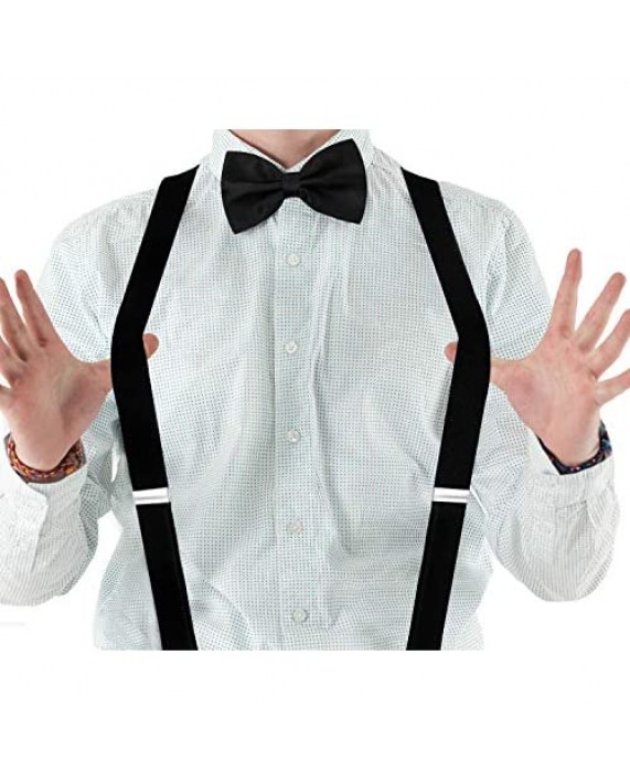 HABIBEE Solid Color Mens Suspender Y Shape with Strong Clips Adjustable Braces