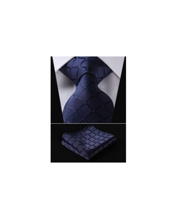 HISDERN Men's Necktie Collections Lot 5 PCS Classic Men's Silk Tie Set Necktie & Pocket Square with Gift Box