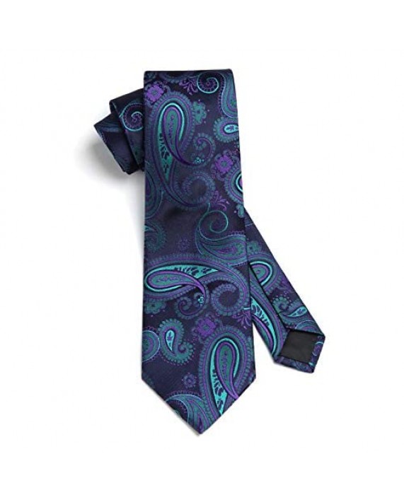HISDERN Paisley Tie for Men Handkerchief Woven Classic Floral Men's Necktie & Pocket Square Set