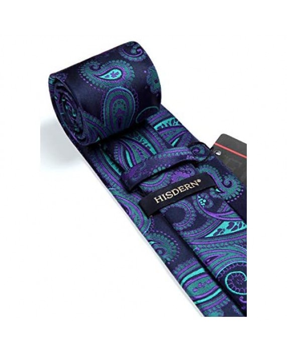 HISDERN Paisley Tie for Men Handkerchief Woven Classic Floral Men's Necktie & Pocket Square Set