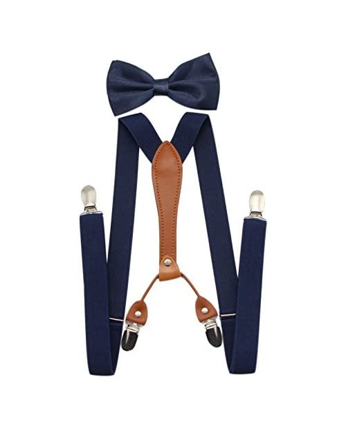 JAIFEI Suspenders & Bowtie Set- Men's Elastic X Band Suspenders + Bowtie For Wedding Formal Events