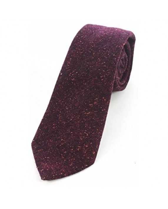 JEMYGINS Solid Color Cashmere Wool Necktie and Pocket Square Tie Clip Sets for Men