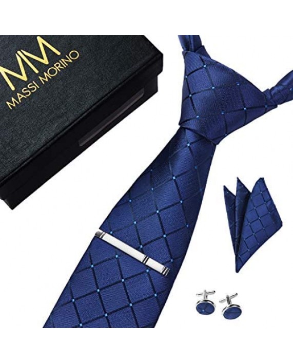 Massi Morino - Men tie set (incl. handkerchief + cufflinks + tie pin) Italian style ties for men