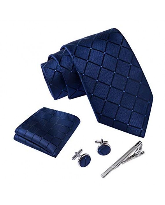Massi Morino - Men tie set (incl. handkerchief + cufflinks + tie pin) Italian style ties for men