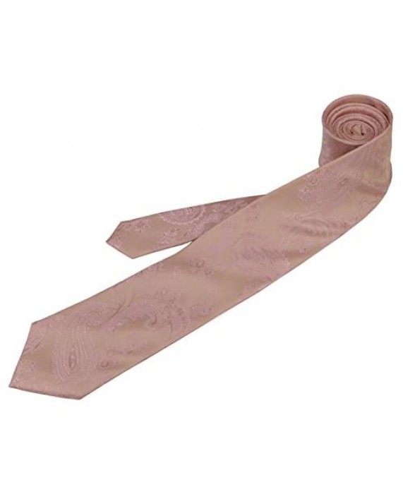 Mens Silk Slim Paisley Tie Set : Necktie and Pocket Square - Various Colors