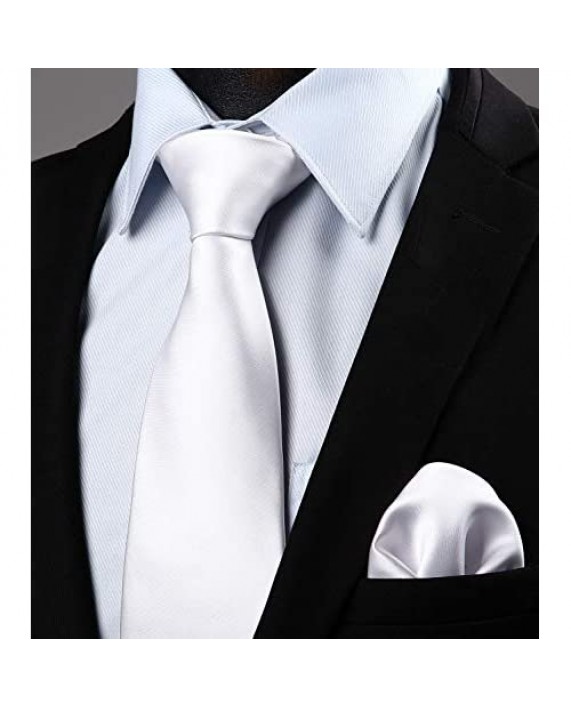 Mens Solid Color Ties Formal Satin Necktie and Pocket Square Set Wedding by HISDERN