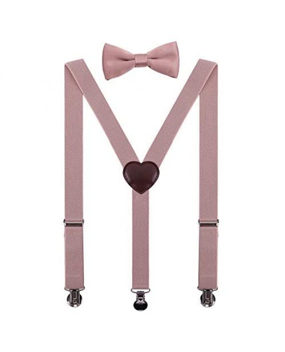 PZLE Mens Boys Suspenders and Bow Tie Set Adjustable