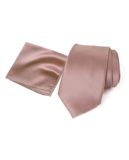 Spring Notion Men's Solid Color Satin Microfiber Tie and Handkerchief Set