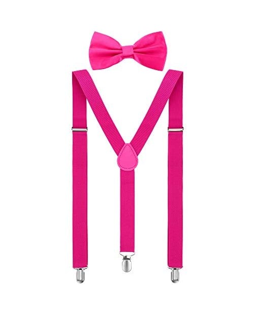 Suspender Bow Tie Set Clip On Y Shape Adjustable Braces 80s Costume Suspenders Shoulder Straps for Halloween Cosplay Party
