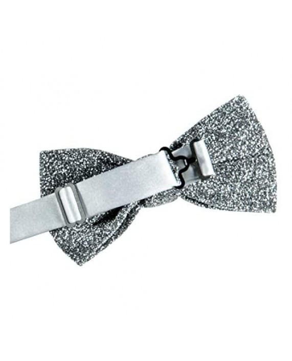 TIE G Men's Glitter Velvet Bow Tie + Pocket Square Set in Gift Box for Wedding Party : Glittering Effects Unisex Design